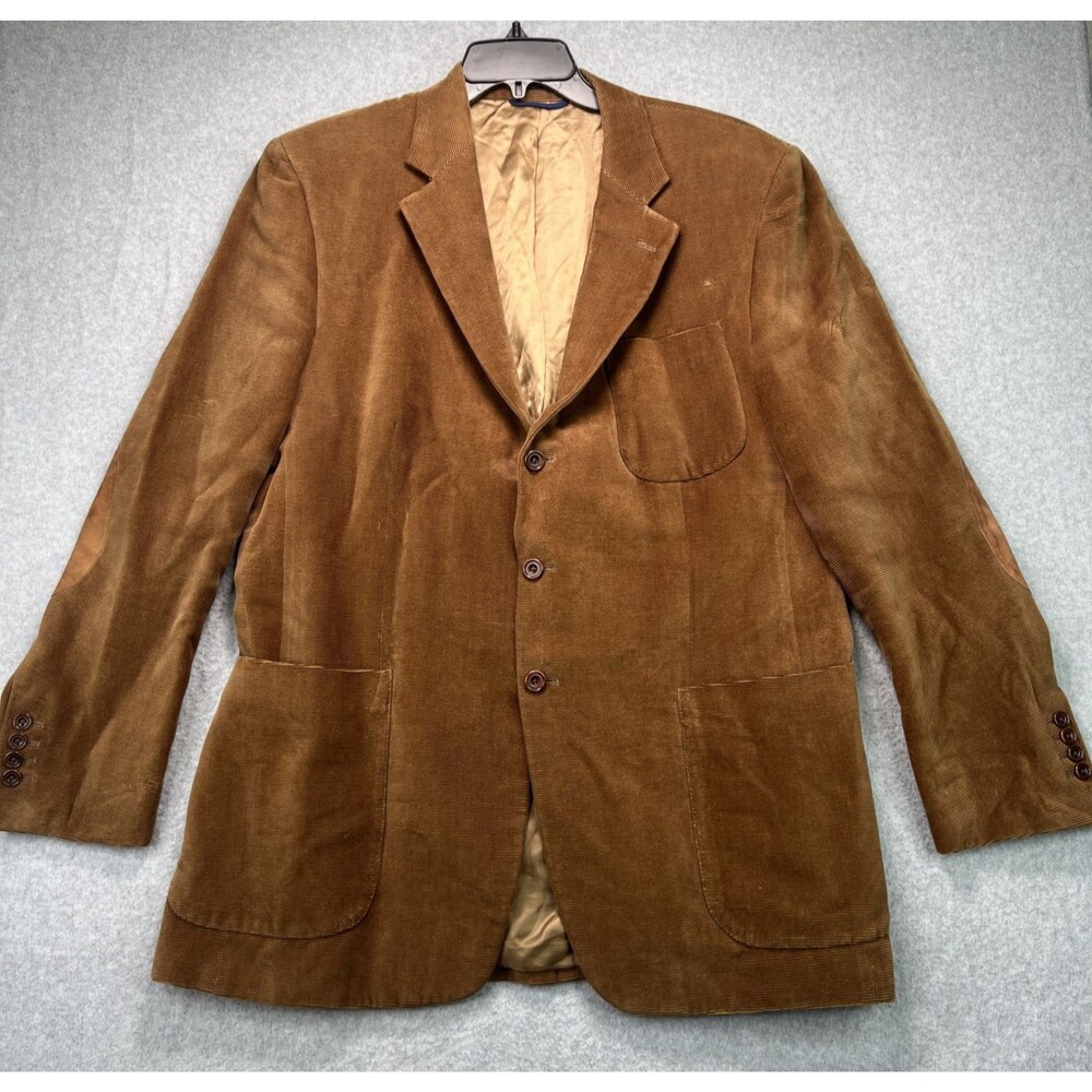Henry Jacobson Corduroy Sport Coat  44R Brown Hand Tailored Jacket Elbow Patches